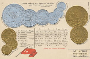 Type 4-La Turquie Carte postale avec pavillion national pour faire connaitre le monnayage international