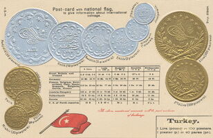 Type 4-Turkey Post-card with national flag to give information about international coinage.