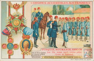03-03 Turquie, Roumanie, Serbie - Une fille turque reçoit comme soldat l'Ordre de Schefakat 