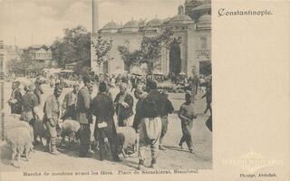 1196 Marche de moutons avant les fetes. Place de Seraskierat, Stamboul